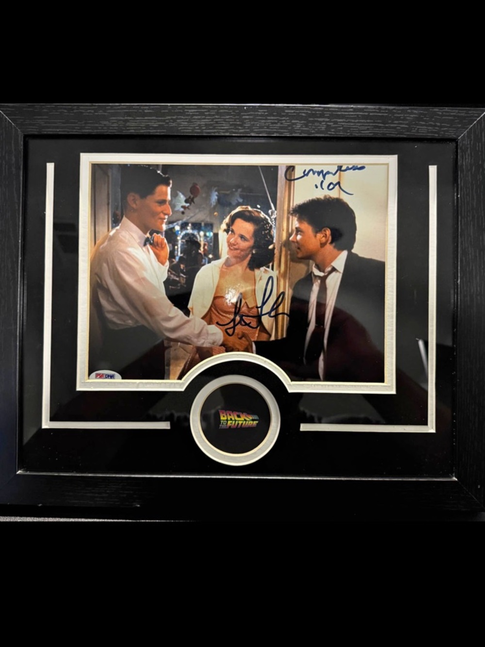 Back to the Future Dual Signed Michael J. Fox Lea Thompson PSA Display